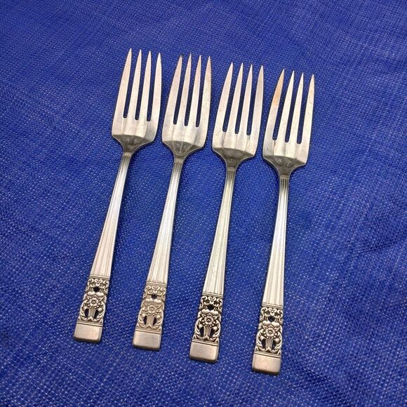Oneida Community Coronation 1936 Set 4 Salad Fork 6.25" Antique Silverplate - Picture 2 of 6